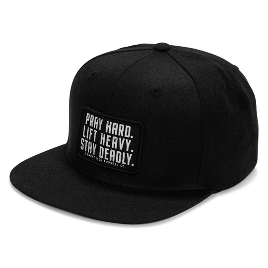 One Revolver Surfboards - Pray Hard. Lift Heavy. Stay Deadly Patch Flatbill Hat HEADWEAR