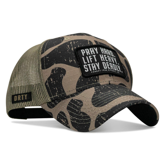 One Revolver Surfboards - Pray Hard. Lift Heavy. Stay Deadly. Patch Original Ripstop Snapback Hat HEADWEAR
