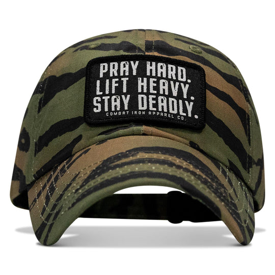 One Revolver Surfboards - Pray Hard. Lift Heavy. Stay Deadly. Patch Tactical Ripstop Mesh Snapback Hat HEADWEAR