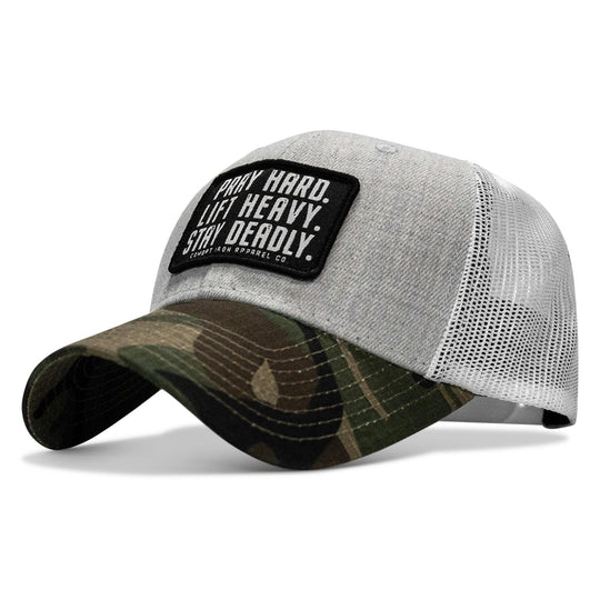 One Revolver Surfboards - Pray Hard. Lift Heavy. Stay Deadly. Patch Original Ripstop Snapback Hat HEADWEAR