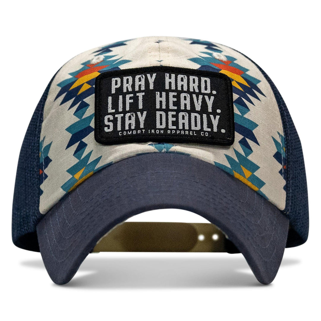 One Revolver Surfboards - Pray Hard. Lift Heavy. Stay Deadly. Patch Tactical Ripstop Mesh Snapback Hat HEADWEAR