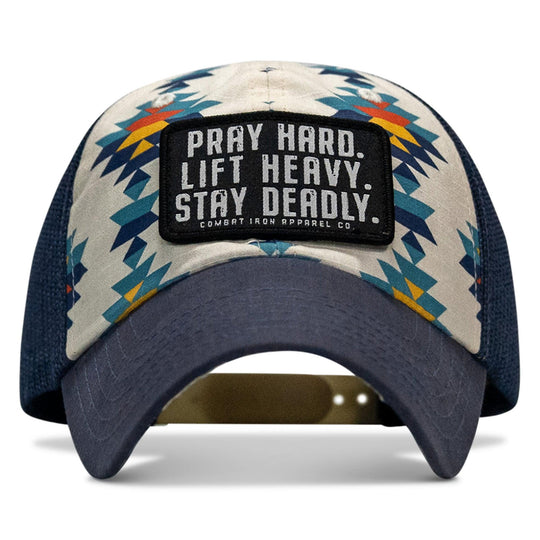 One Revolver Surfboards - Pray Hard. Lift Heavy. Stay Deadly. Patch Tactical Ripstop Mesh Snapback Hat HEADWEAR