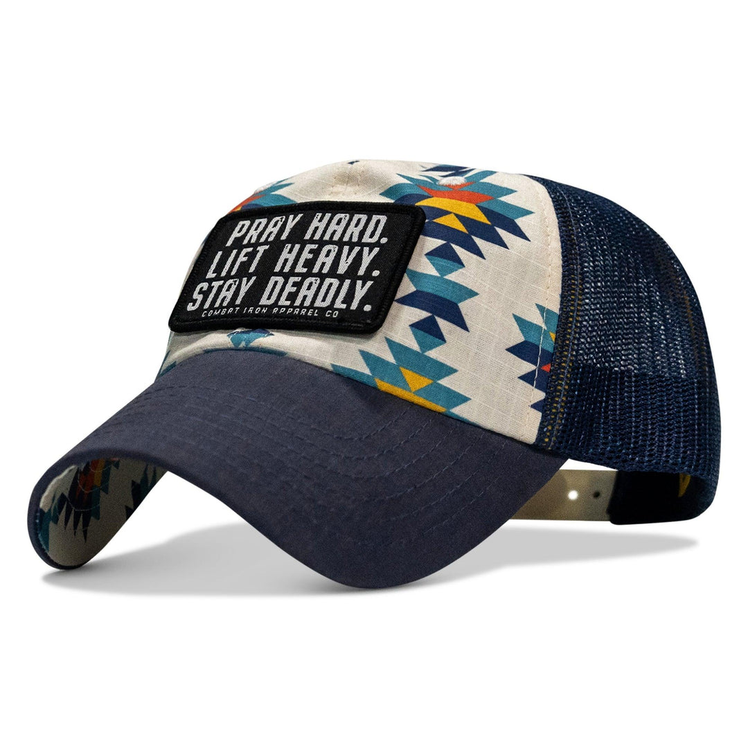 One Revolver Surfboards - Pray Hard. Lift Heavy. Stay Deadly. Patch Tactical Ripstop Mesh Snapback Hat HEADWEAR