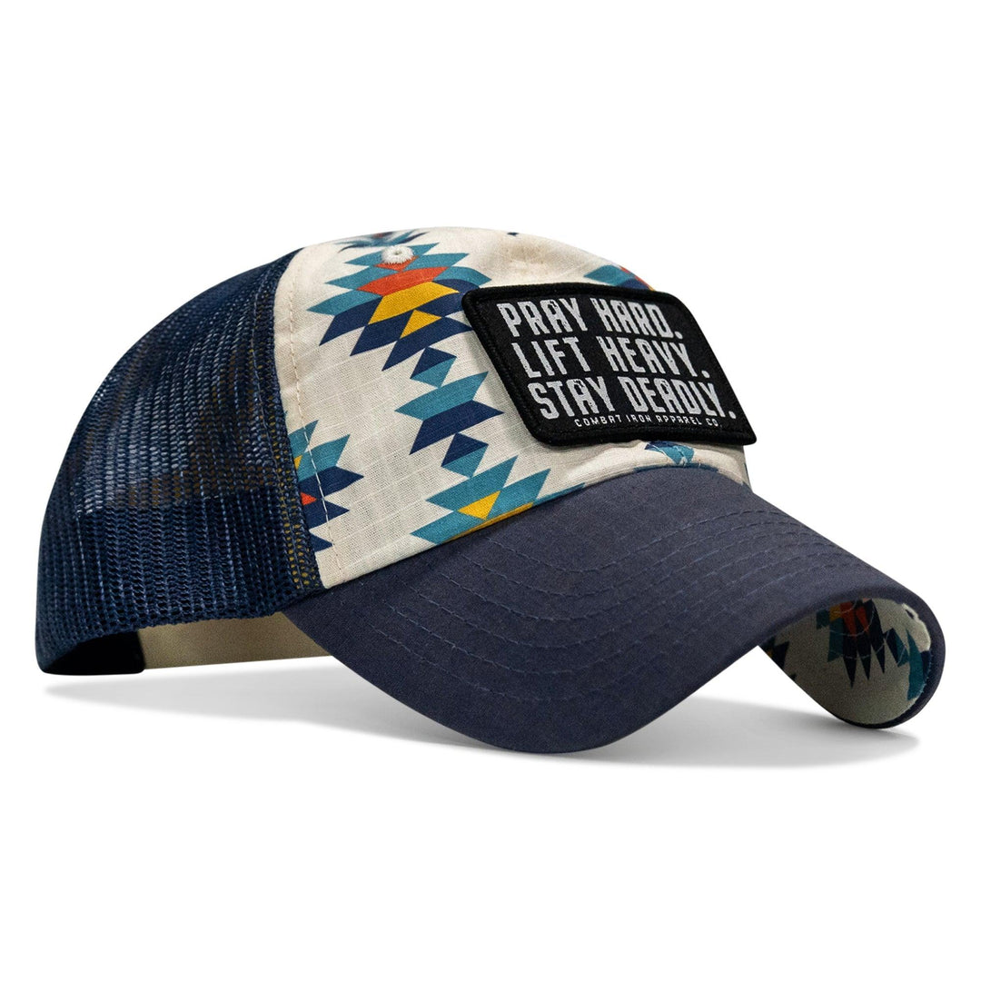 One Revolver Surfboards - Pray Hard. Lift Heavy. Stay Deadly. Patch Tactical Ripstop Mesh Snapback Hat HEADWEAR