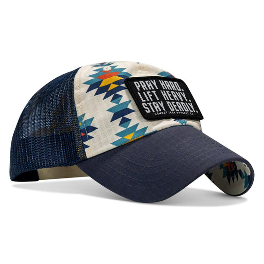 One Revolver Surfboards - Pray Hard. Lift Heavy. Stay Deadly. Patch Tactical Ripstop Mesh Snapback Hat HEADWEAR