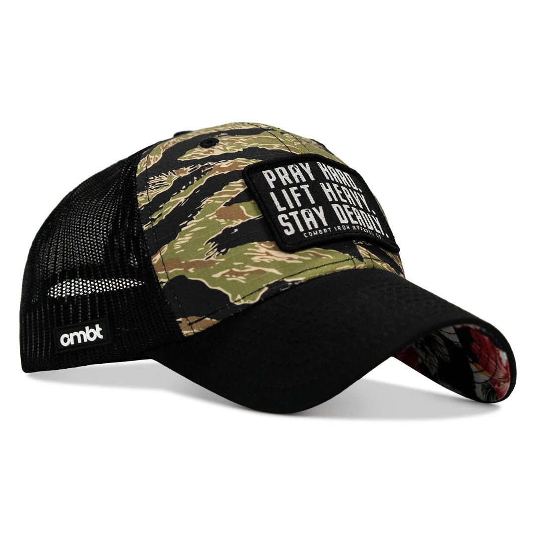 One Revolver Surfboards - Pray Hard. Lift Heavy. Stay Deadly. Patch Original Ripstop Snapback Hat HEADWEAR