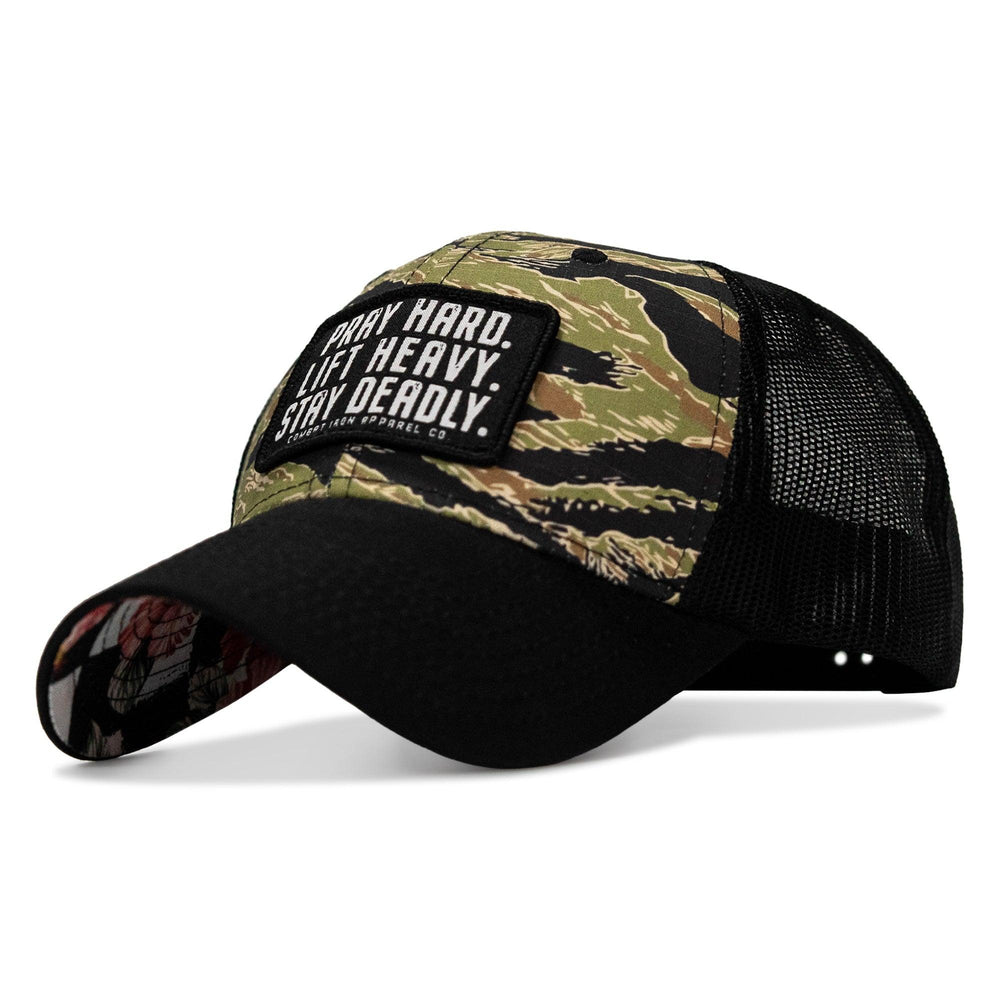 One Revolver Surfboards - Pray Hard. Lift Heavy. Stay Deadly. Patch Original Ripstop Snapback Hat HEADWEAR