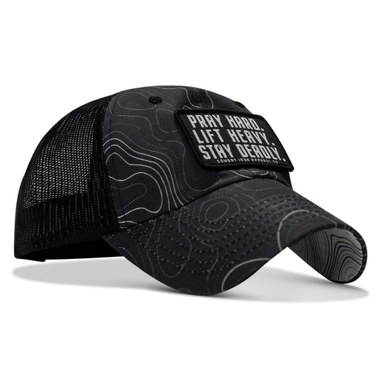One Revolver Surfboards - Pray Hard. Lift Heavy. Stay Deadly. Patch Tactical Ripstop Mesh Snapback Hat HEADWEAR