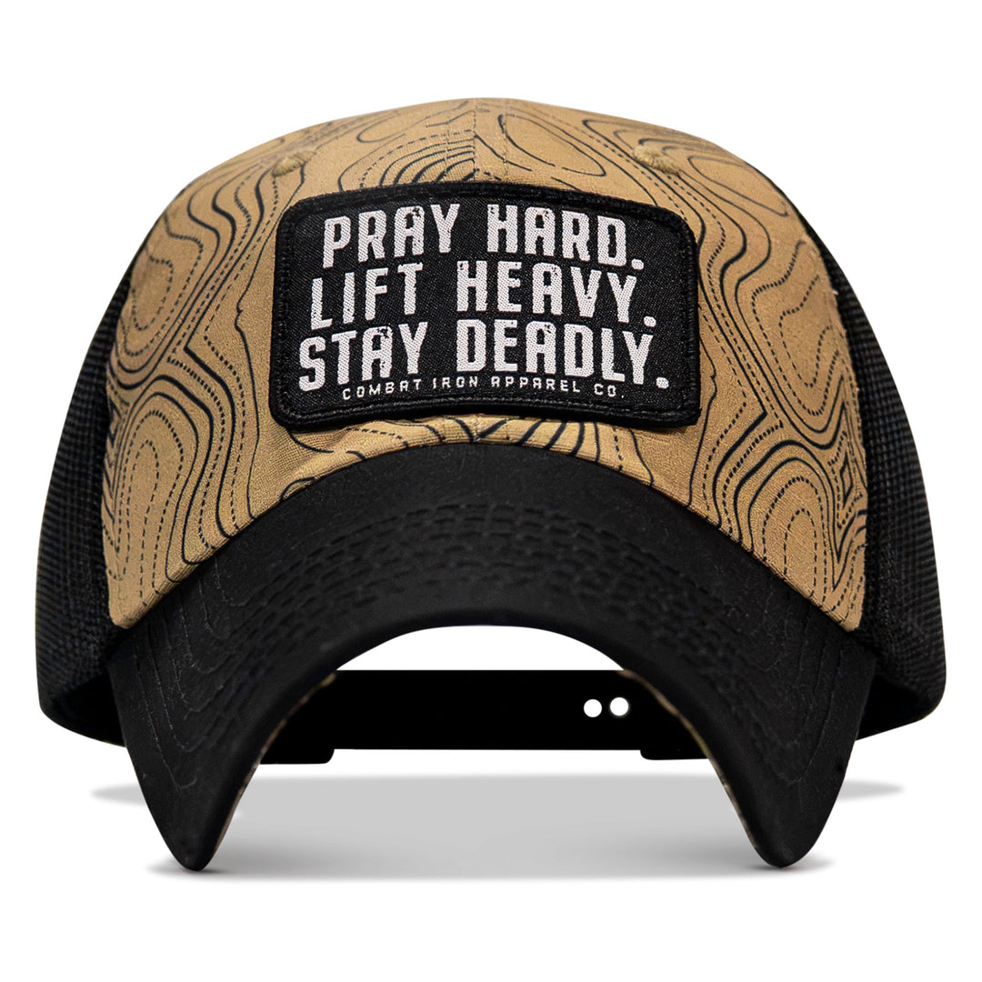 Pray Hard. Lift Heavy. Stay Deadly. Patch Tactical Ripstop Mesh Snapback Hat