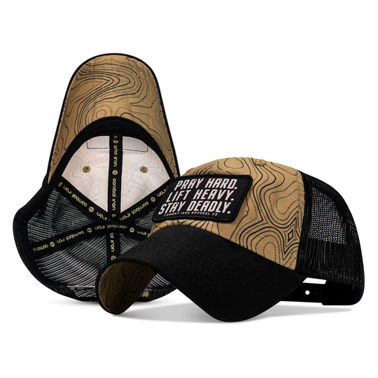 Pray Hard. Lift Heavy. Stay Deadly. Patch Tactical Ripstop Mesh Snapback Hat