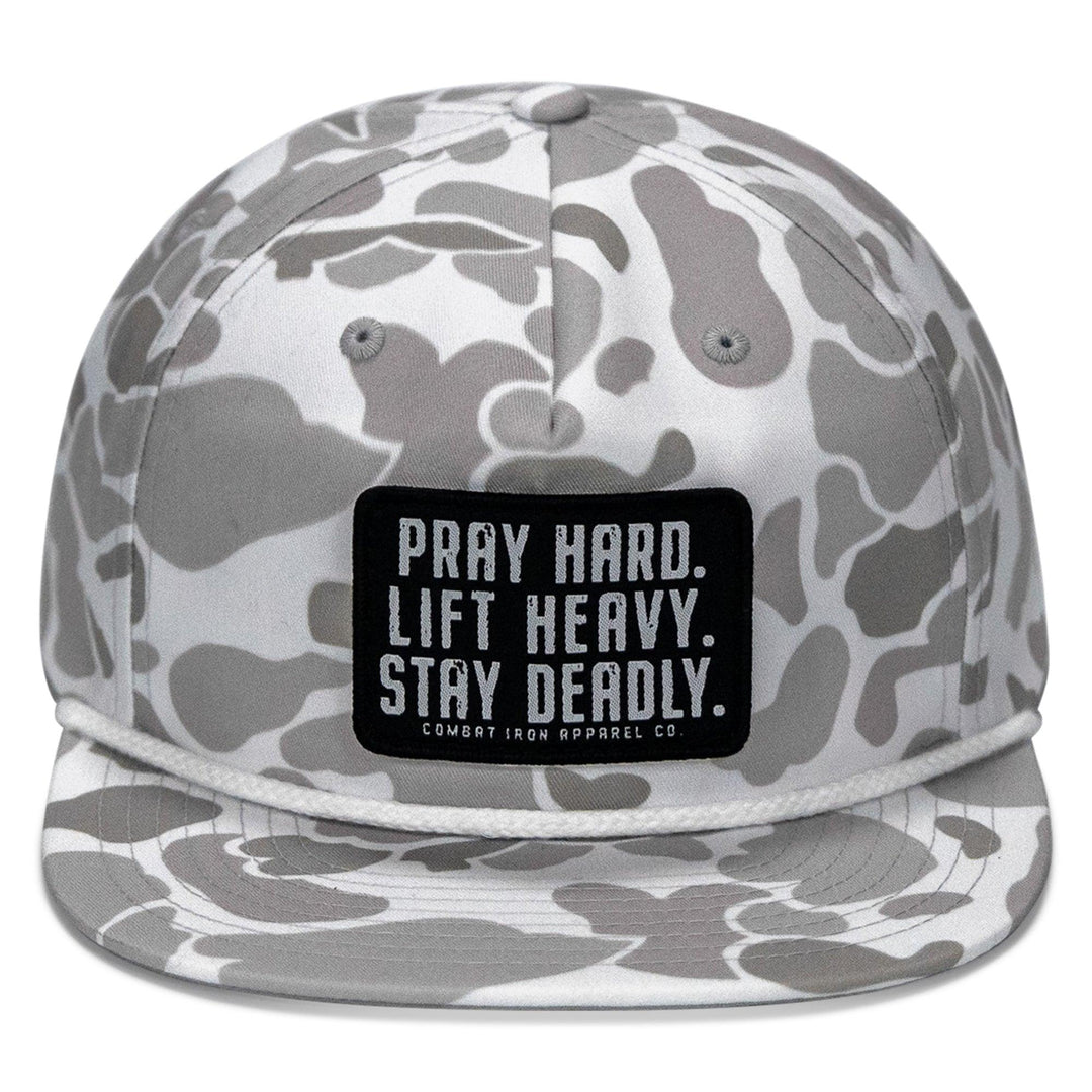 One Revolver Surfboards - Pray Hard. Lift Heavy. Stay Deadly Patch Flatbill Hat HEADWEAR