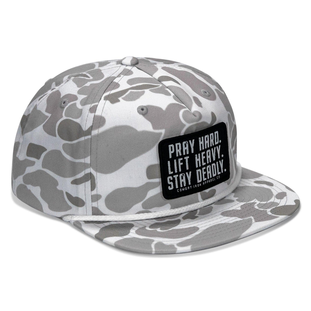 One Revolver Surfboards - Pray Hard. Lift Heavy. Stay Deadly Patch Flatbill Hat HEADWEAR