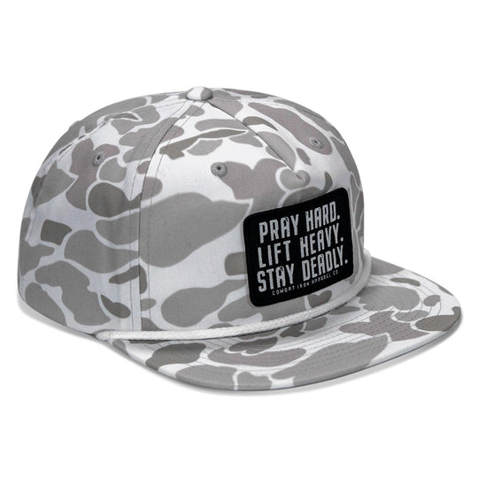One Revolver Surfboards - Pray Hard. Lift Heavy. Stay Deadly Patch Flatbill Hat HEADWEAR