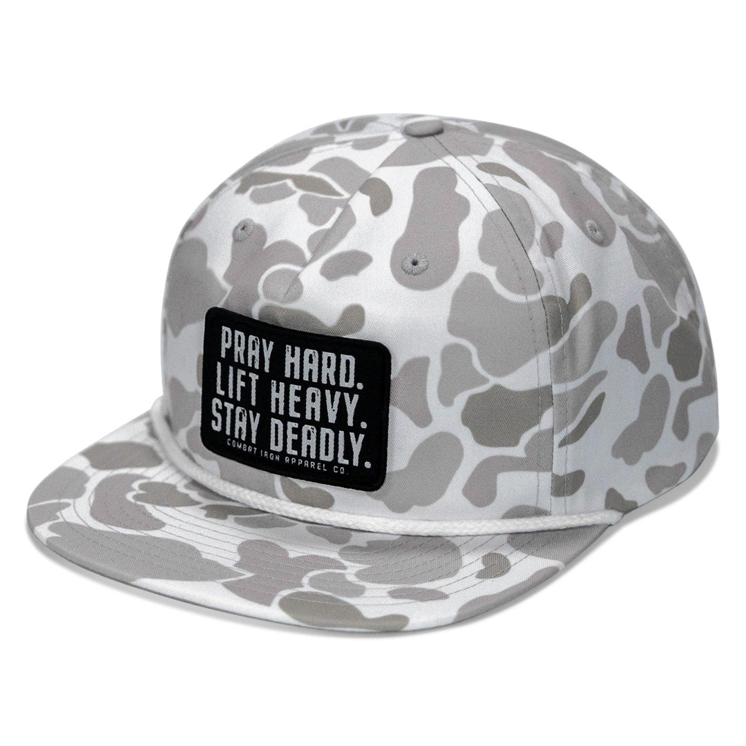 One Revolver Surfboards - Pray Hard. Lift Heavy. Stay Deadly Patch Flatbill Hat HEADWEAR
