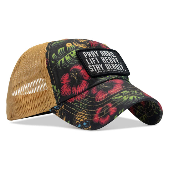 One Revolver Surfboards - Pray Hard. Lift Heavy. Stay Deadly. Patch Tactical Ripstop Mesh Snapback Hat HEADWEAR