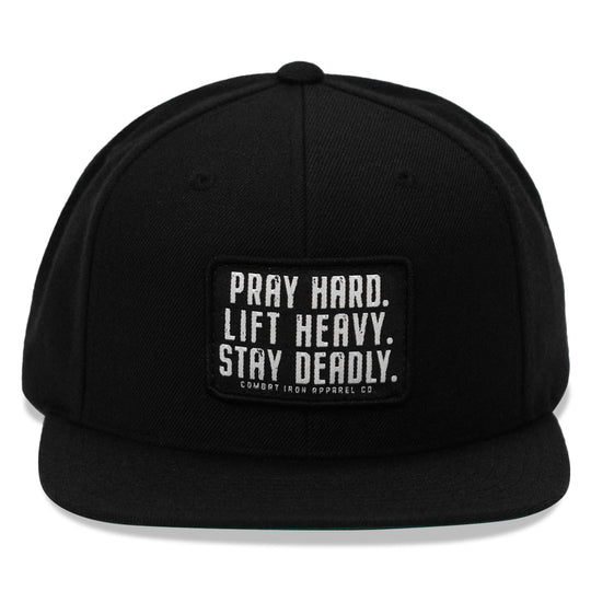 One Revolver Surfboards - Pray Hard. Lift Heavy. Stay Deadly. Flat Bill SnapBack Hat HEADWEAR