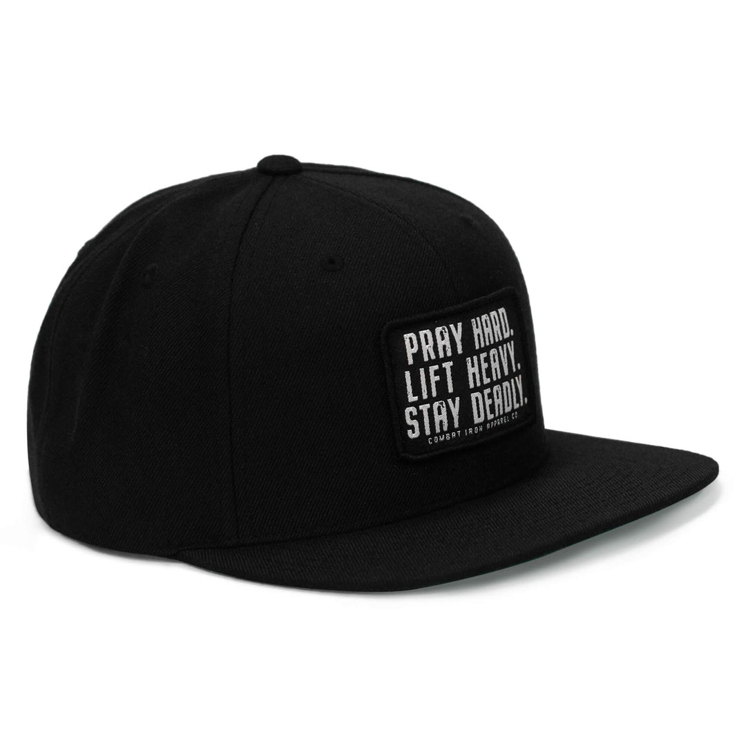 One Revolver Surfboards - Pray Hard. Lift Heavy. Stay Deadly. Flat Bill SnapBack Hat HEADWEAR