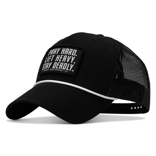 One Revolver Surfboards - Pray Hard. Lift Heavy. Stay Deadly. Patch Rope Snapback Hat HEADWEAR