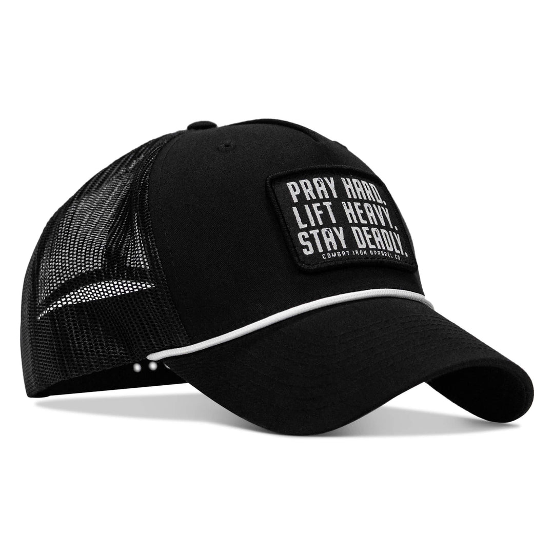 One Revolver Surfboards - Pray Hard. Lift Heavy. Stay Deadly. Patch Rope Snapback Hat HEADWEAR