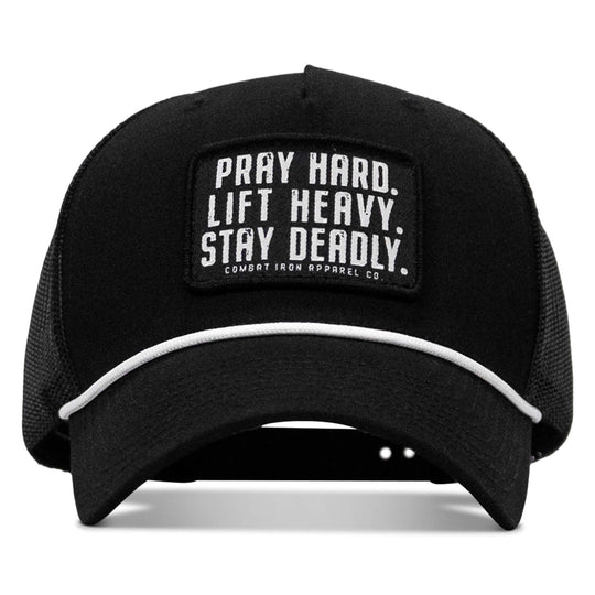 One Revolver Surfboards - Pray Hard. Lift Heavy. Stay Deadly. Patch Rope Snapback Hat HEADWEAR