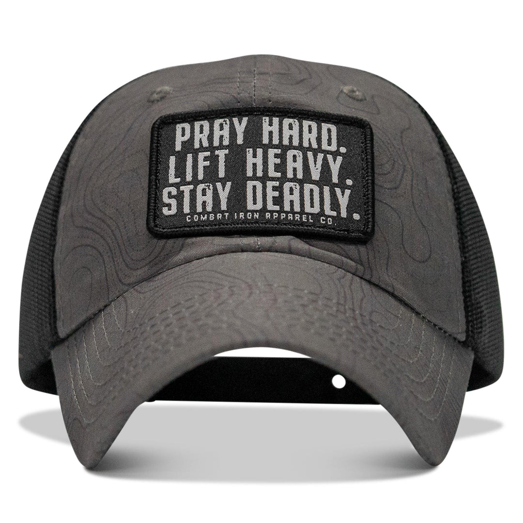 One Revolver Surfboards - Pray Hard. Lift Heavy. Stay Deadly. Patch Tactical Ripstop Mesh Snapback Hat HEADWEAR