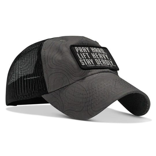 One Revolver Surfboards - Pray Hard. Lift Heavy. Stay Deadly. Patch Tactical Ripstop Mesh Snapback Hat HEADWEAR