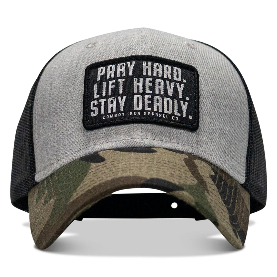 One Revolver Surfboards - Pray Hard. Lift Heavy. Stay Deadly. Patch Original Ripstop Snapback Hat HEADWEAR