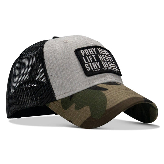One Revolver Surfboards - Pray Hard. Lift Heavy. Stay Deadly. Patch Original Ripstop Snapback Hat HEADWEAR