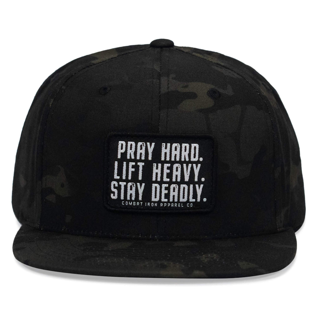 One Revolver Surfboards - Pray Hard. Lift Heavy. Stay Deadly. Flat Bill SnapBack Hat HEADWEAR