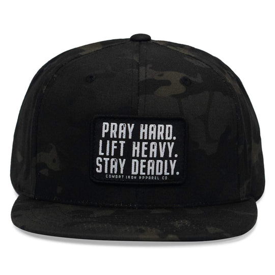 One Revolver Surfboards - Pray Hard. Lift Heavy. Stay Deadly. Flat Bill SnapBack Hat HEADWEAR