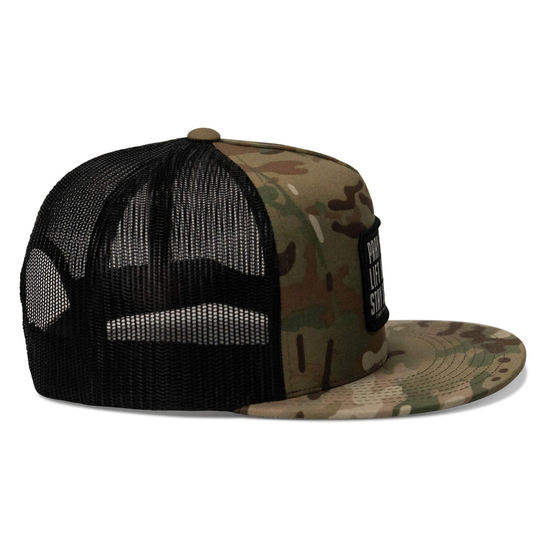 One Revolver Surfboards - Pray Hard. Lift Heavy. Stay Deadly. Flat Bill SnapBack Hat HEADWEAR