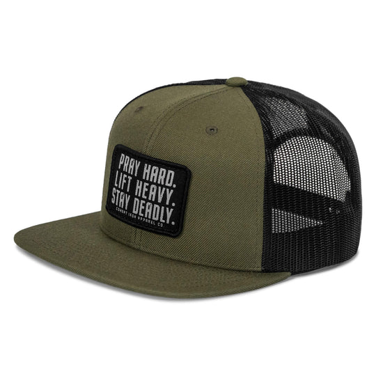 One Revolver Surfboards - Pray Hard. Lift Heavy. Stay Deadly. Flat Bill SnapBack Hat HEADWEAR