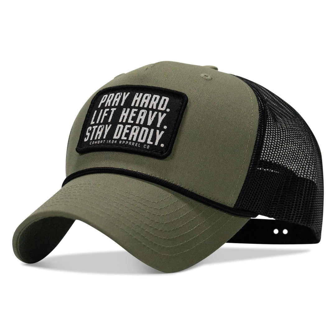 One Revolver Surfboards - Pray Hard. Lift Heavy. Stay Deadly. Patch Rope Snapback Hat HEADWEAR