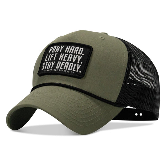 One Revolver Surfboards - Pray Hard. Lift Heavy. Stay Deadly. Patch Rope Snapback Hat HEADWEAR