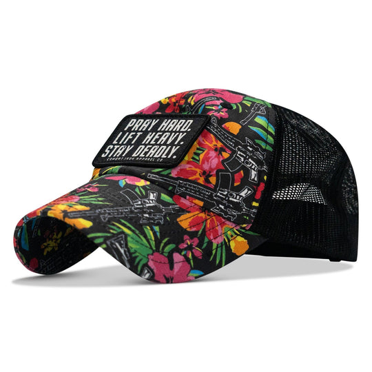 One Revolver Surfboards - Pray Hard. Lift Heavy. Stay Deadly. Patch Tactical Ripstop Mesh Snapback Hat HEADWEAR