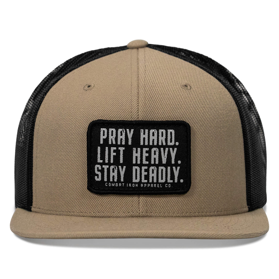 One Revolver Surfboards - Pray Hard. Lift Heavy. Stay Deadly. Flat Bill SnapBack Hat HEADWEAR