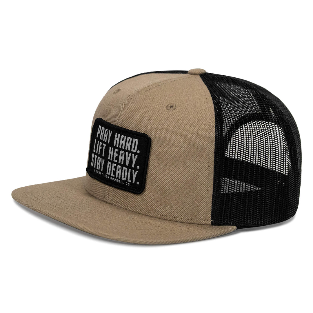 One Revolver Surfboards - Pray Hard. Lift Heavy. Stay Deadly. Flat Bill SnapBack Hat HEADWEAR
