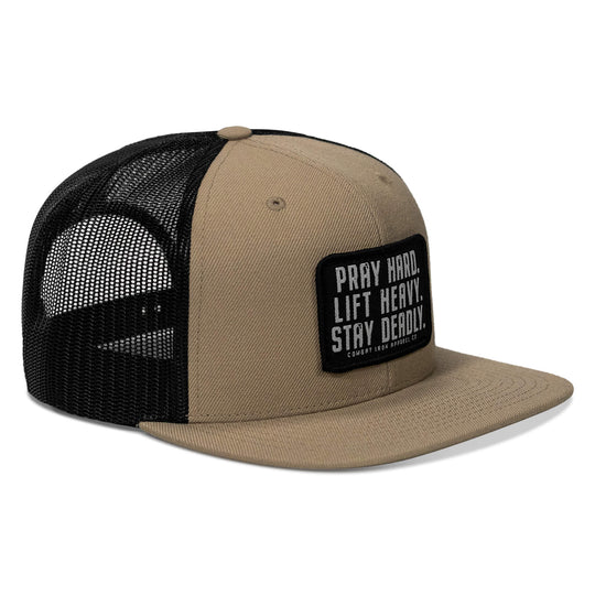 One Revolver Surfboards - Pray Hard. Lift Heavy. Stay Deadly. Flat Bill SnapBack Hat HEADWEAR