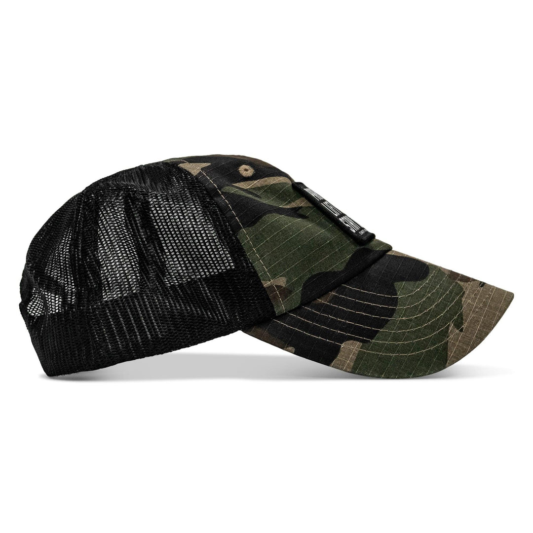 One Revolver Surfboards - Pray Hard. Lift Heavy. Stay Deadly. Patch Tactical Ripstop Mesh Snapback Hat HEADWEAR