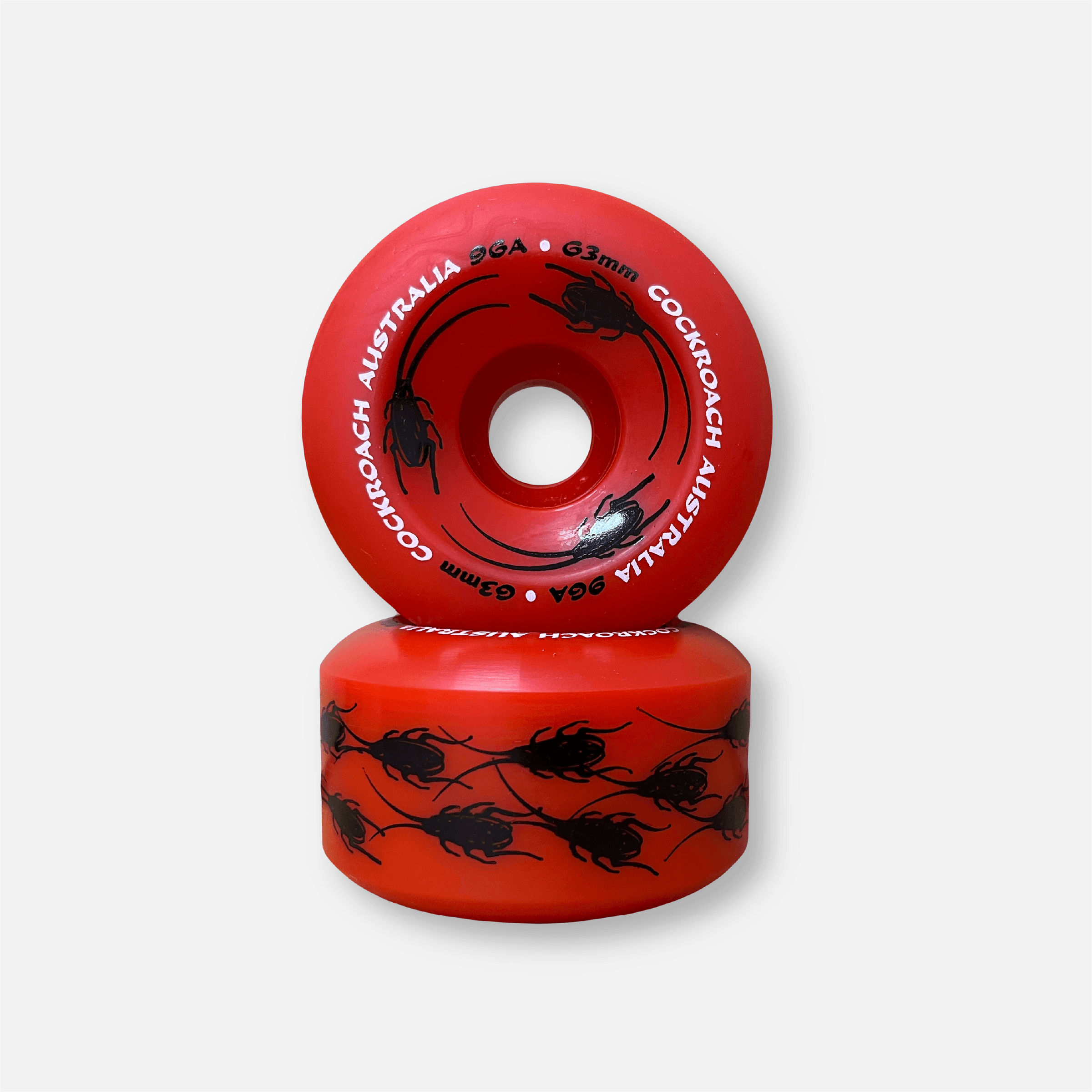 COCKROACH ORIGINAL RED 63mm 96A SKATEBOARD WHEELS - One Revolver Surfboards