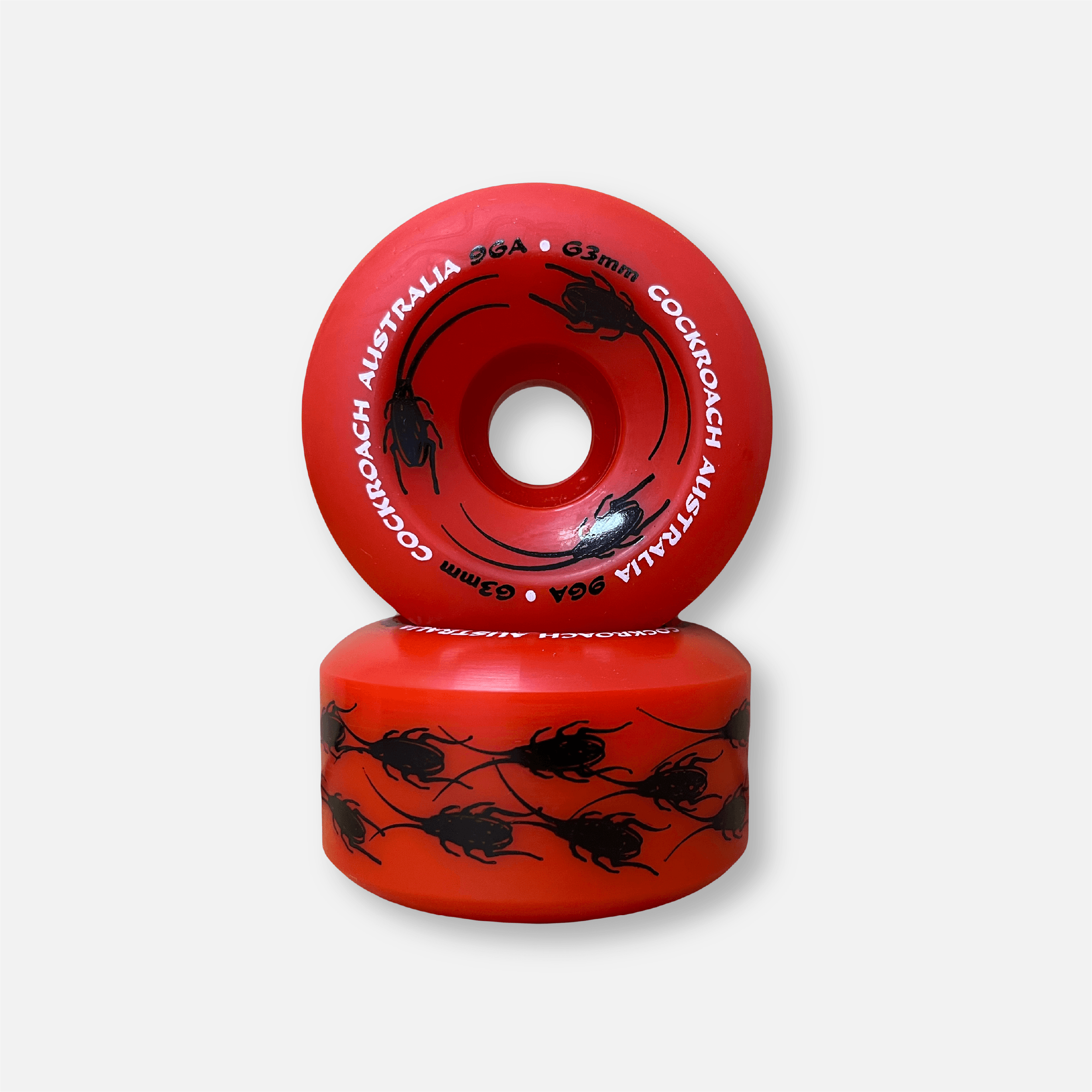COCKROACH ORIGINAL RED 63mm 96A SKATEBOARD WHEELS - One Revolver Surfboards
