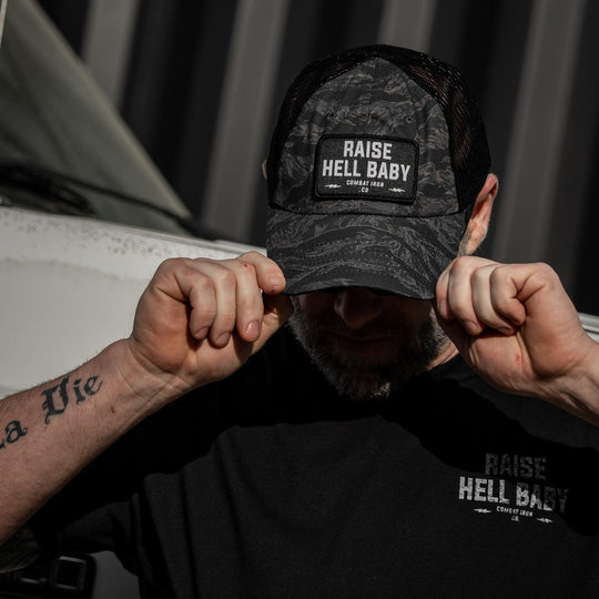 One Revolver Surfboards - Raise Hell Baby Patch Tactical Ripstop Mesh Snapback Hat HEADWEAR