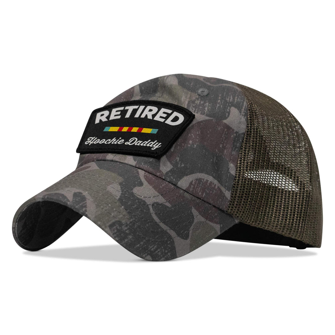 One Revolver Surfboards - Retired Hoochie Daddy Veteran Patch Ripstop Tactical Mesh Snapback Hat HEADWEAR