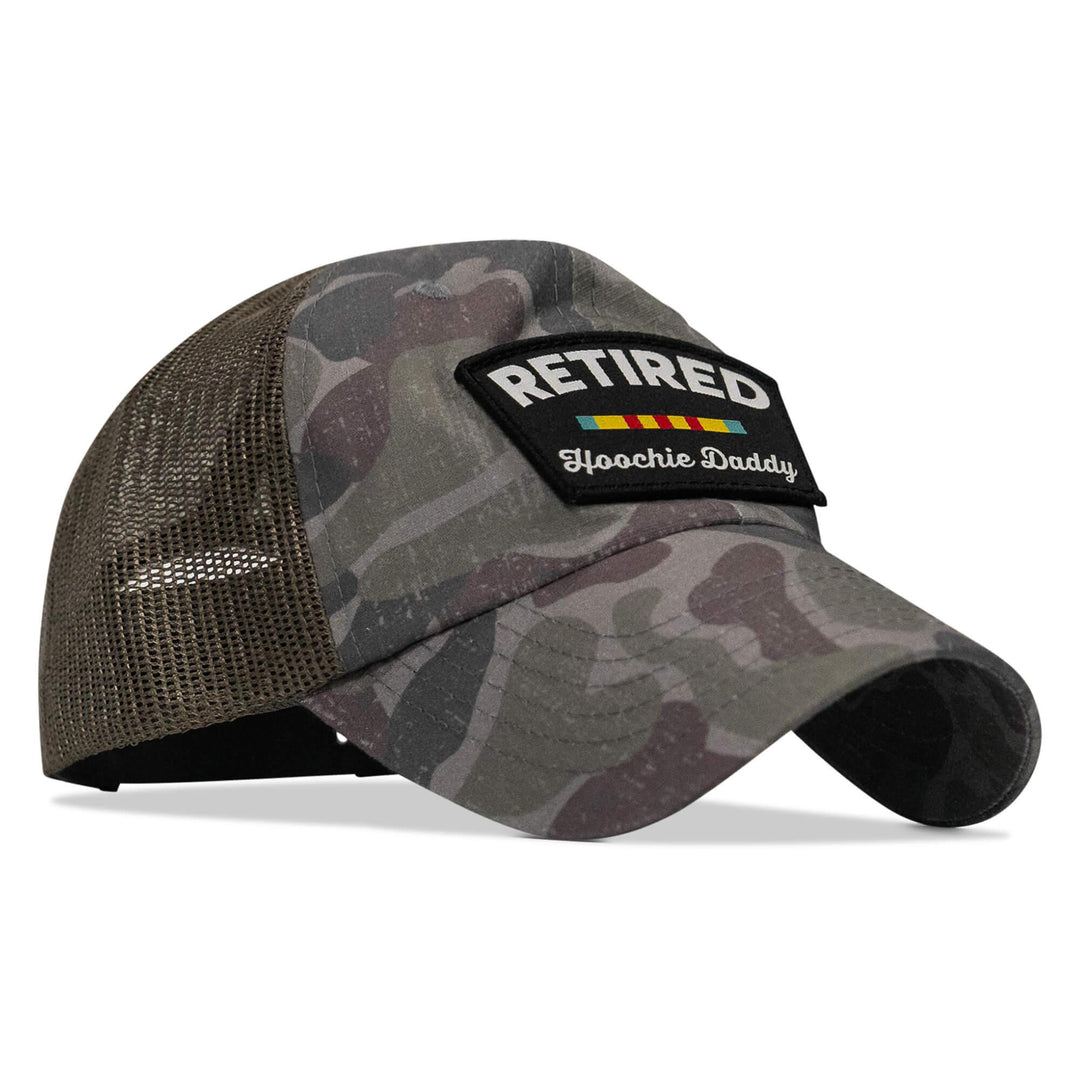 One Revolver Surfboards - Retired Hoochie Daddy Veteran Patch Ripstop Tactical Mesh Snapback Hat HEADWEAR
