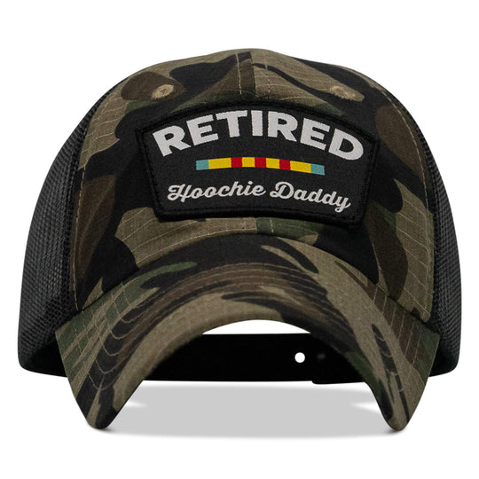 One Revolver Surfboards - Retired Hoochie Daddy Veteran Patch Ripstop Tactical Mesh Snapback Hat HEADWEAR