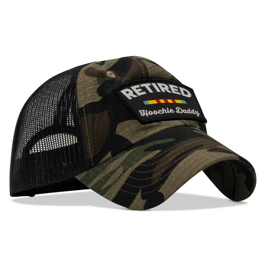 One Revolver Surfboards - Retired Hoochie Daddy Veteran Patch Ripstop Tactical Mesh Snapback Hat HEADWEAR