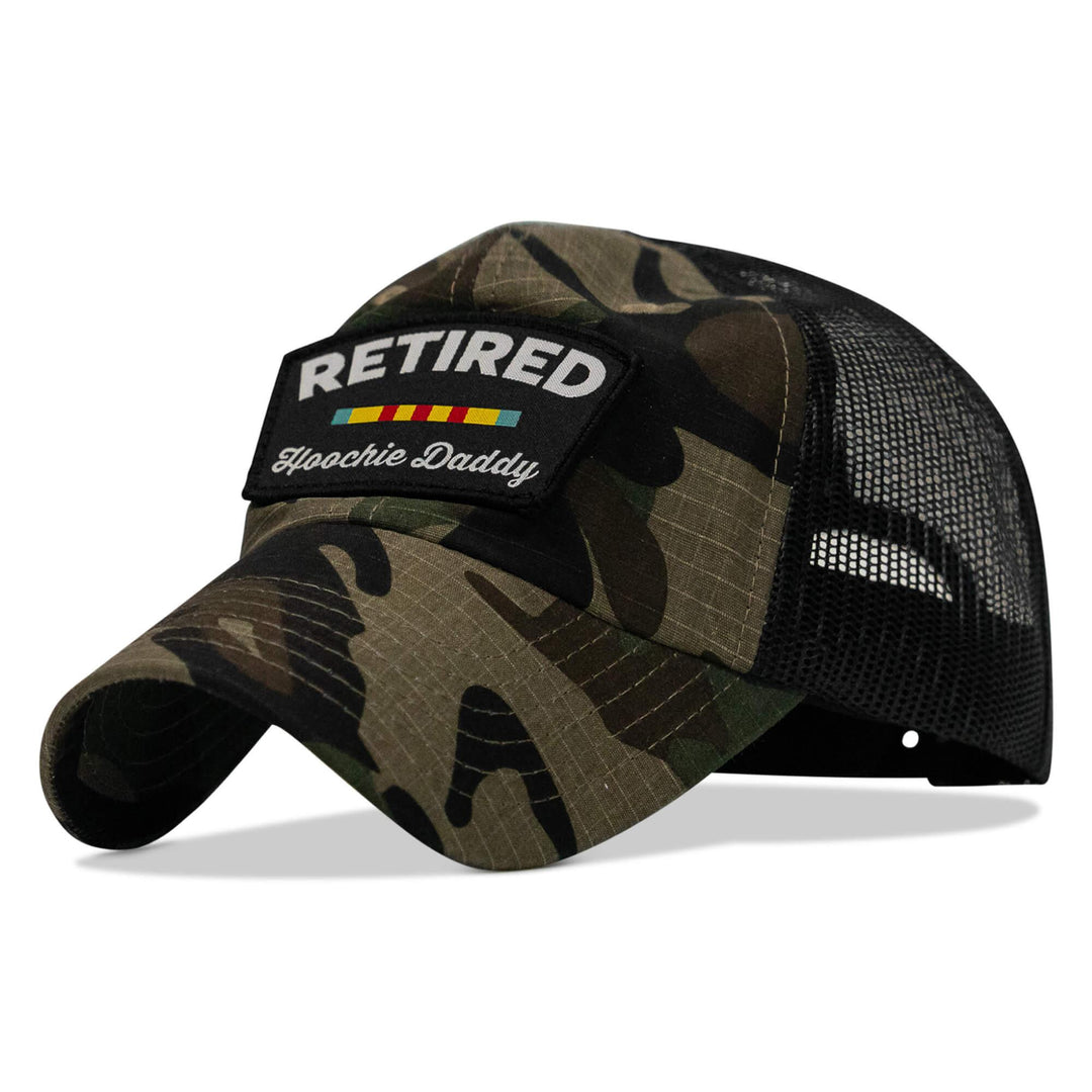 One Revolver Surfboards - Retired Hoochie Daddy Veteran Patch Ripstop Tactical Mesh Snapback Hat HEADWEAR