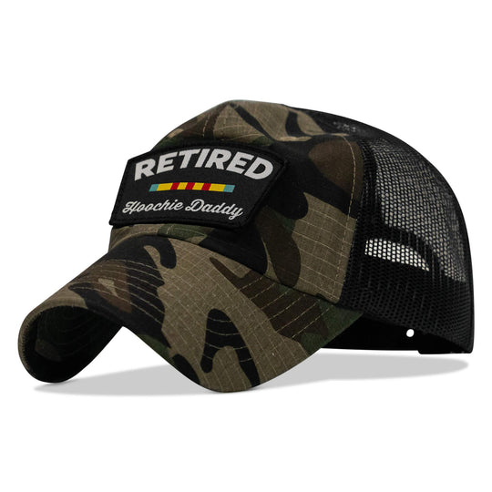 One Revolver Surfboards - Retired Hoochie Daddy Veteran Patch Ripstop Tactical Mesh Snapback Hat HEADWEAR