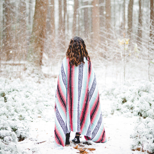 Seafoam Green & Coral Mexican Falsa Blanket - One Revolver Surfboards