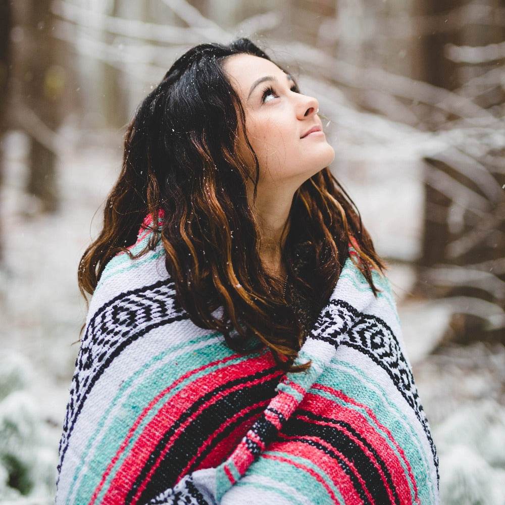 Seafoam Green & Coral Mexican Falsa Blanket - One Revolver Surfboards